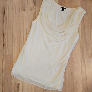 Ann Taylor Cream Sleeveless Drape Blouse